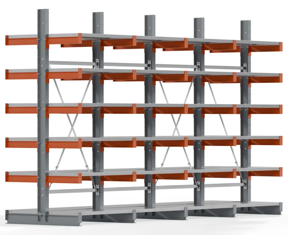 Regalwerk KARL BASIC 2100 Kragarmregal Stahlboden doppelseitig Komplettset 2500 x 4000 x 1000 mm Wochenendangebot