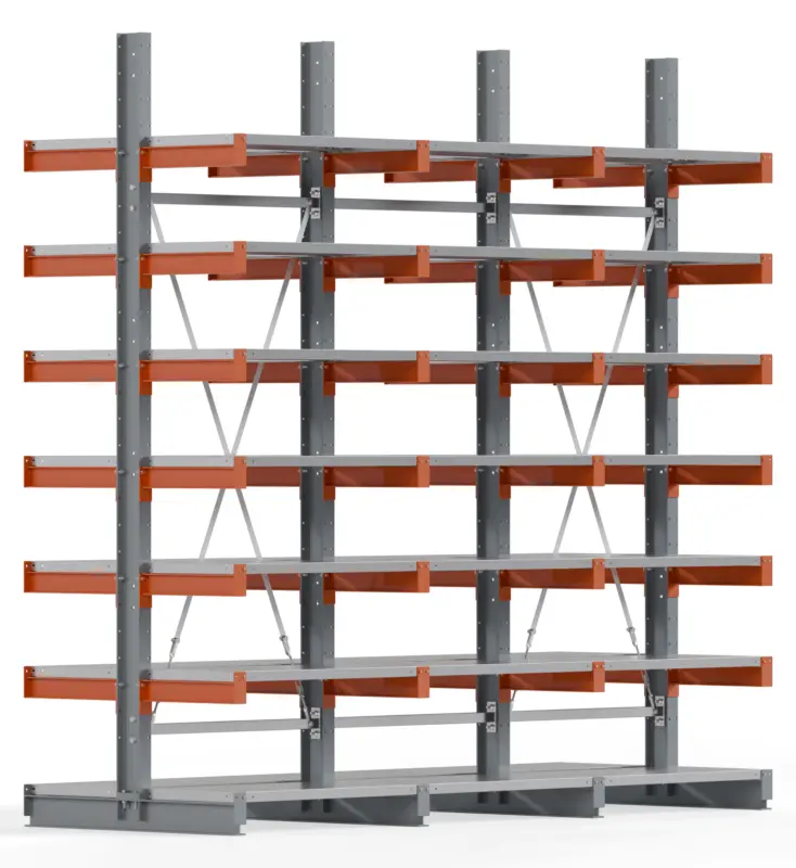 Regalwerk KARL BASIC 1850 Kragarmregal Stahlboden doppelseitig Komplettset 3000 x 3000 x 1000 mm Echt