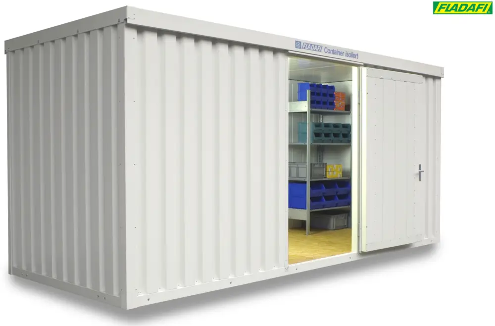 Schneller Versand FLADAFI Thermocontainer 5080 x 2170 x 2405 mm mit Holzboden - 1-flügelige Tür auf 5 m Seite