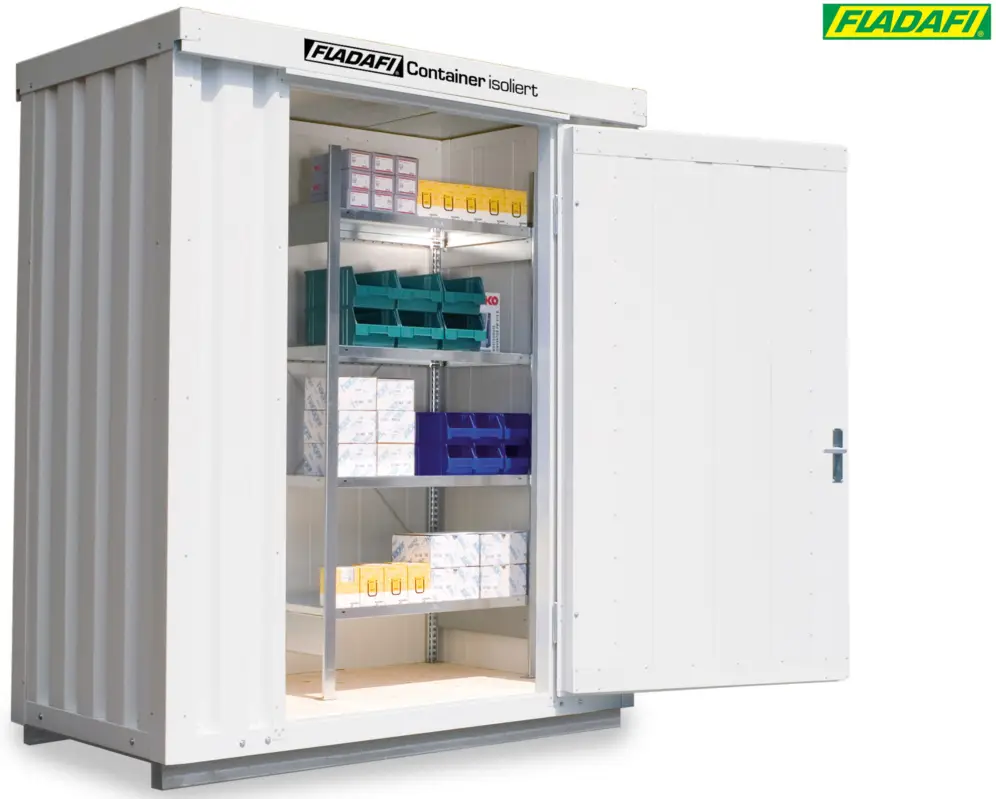 FLADAFI Thermocontainer 2100 x 1140 x 2465 mm mit isoliertem Boden - 1-flügelige Tür auf 2 m Seite Neue Ware