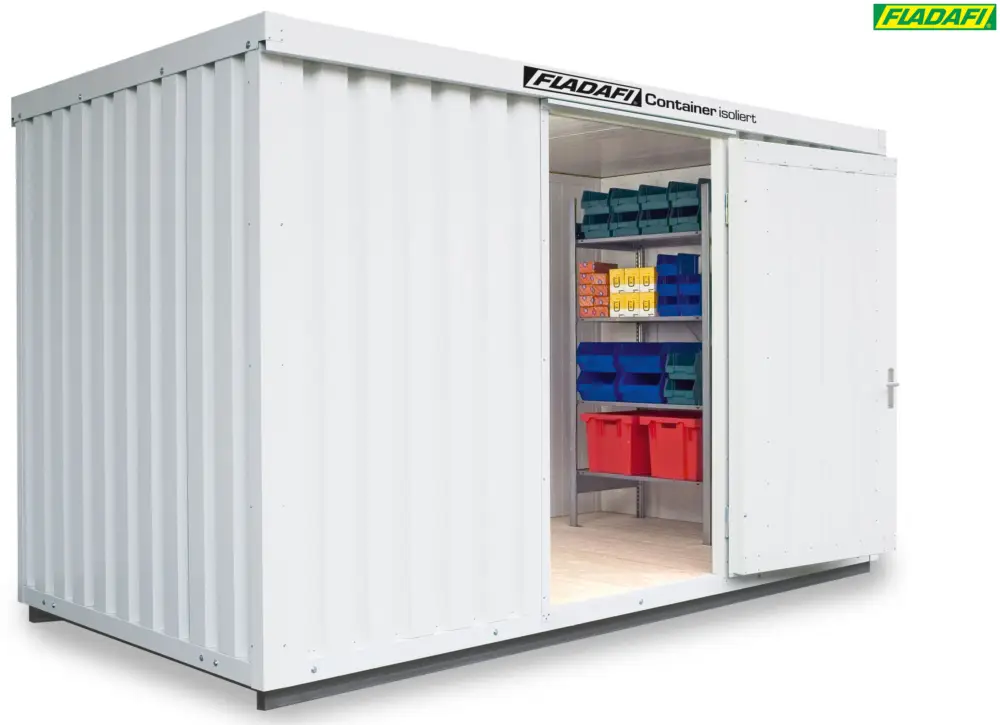 FLADAFI Thermocontainer 4050 x 2170 x 2465 mm mit isoliertem Boden - 1-flügelige Tür auf 4 m Seite Preiswert