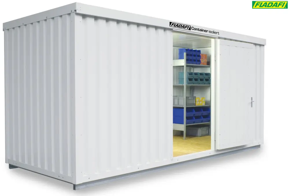 Expressversand FLADAFI Thermocontainer 5080 x 2170 x 2465 mm mit isoliertem Boden - 2-flügelige Tür auf 2 m Seite