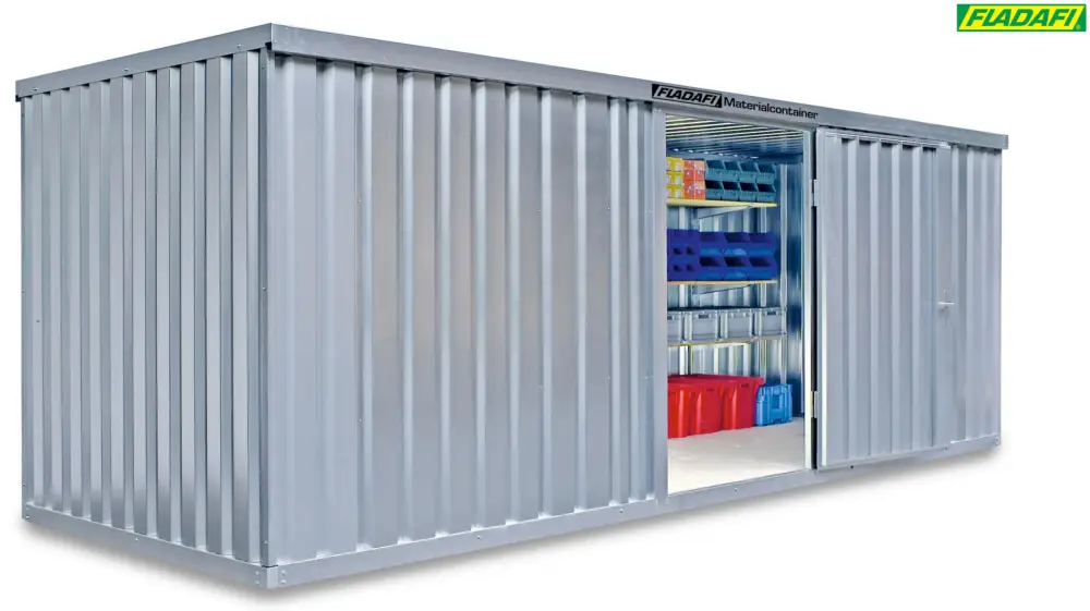 Jetzt Kaufen FLADAFI Materialcontainer 6080 x 2170 x 2150 mm mit Holzboden - 1-flügelige Tür auf 2 m Seite
