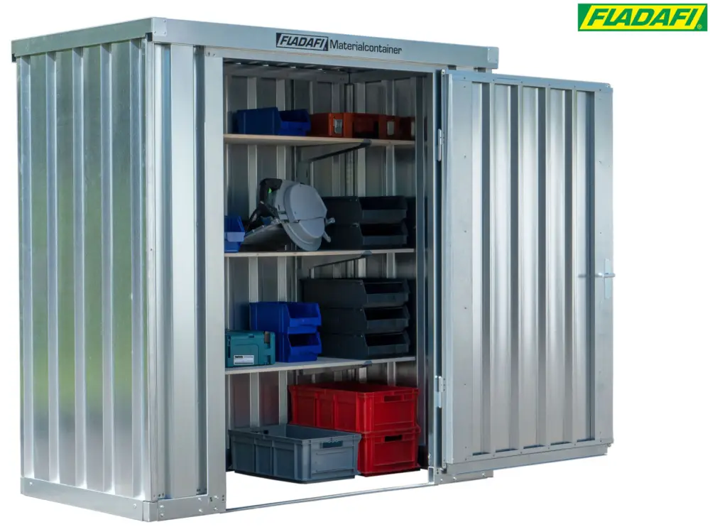 Nur Für Kurze Zeit FLADAFI Materialcontainer 2100 x 1140 x 2150 mm ohne Boden - 2-flügelige Tür auf 2 m Seite