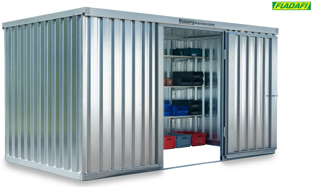 Sichere Zahlung FLADAFI Materialcontainer 4050 x 2170 x 2150 mm ohne Boden - 1-flügelige Tür auf 4 m Seite