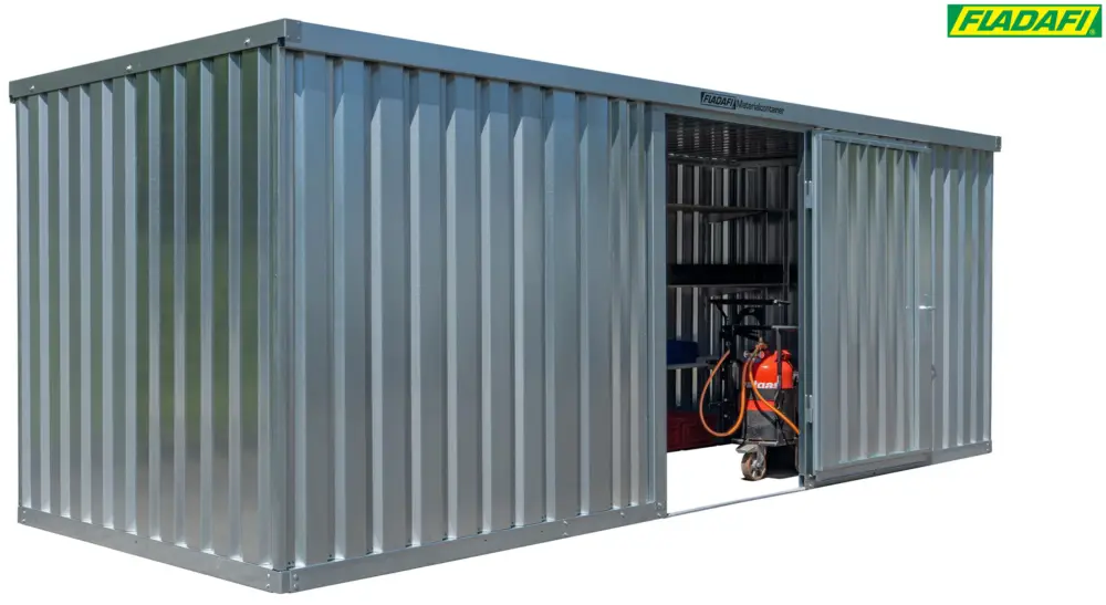 FLADAFI Materialcontainer 6080 x 2170 x 2150 mm ohne Boden - 2-flügelige Tür auf 2 m Seite Knallerangebot