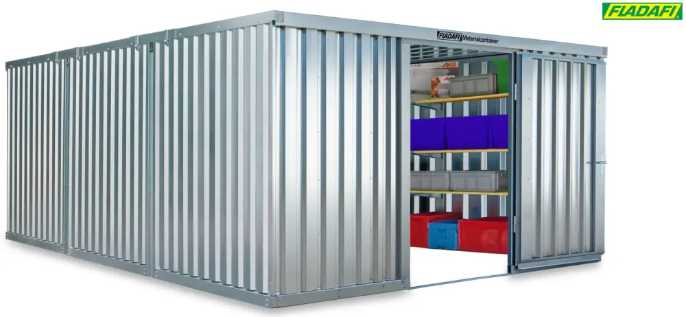 FLADAFI Materialcontainer Kombination 4050 x 6520 x 2150 mm ohne Holzboden - 2-flügelige Tür breit a Sichere Zahlung