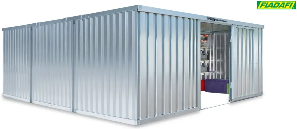 FLADAFI Materialcontainer Kombination 5080 x 6520 x 2150 mm ohne Holzboden - 2-flügelige Tür breit a Expressversand