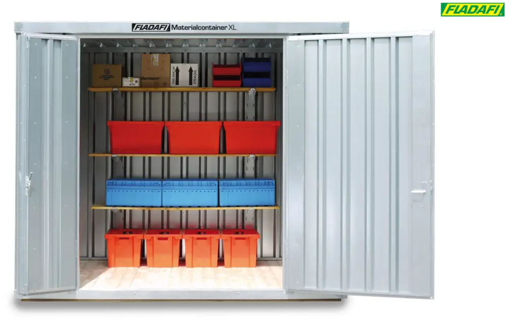 FLADAFI Materialcontainer 3020 x 2170 x 2532 mm mit Holzboden - 2-flügelige Tür auf 2 m Seite Versand Am Gleichen Tag