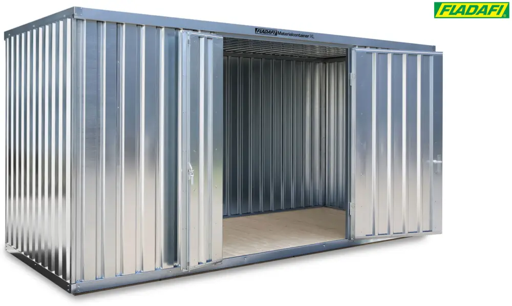 Aktuell FLADAFI Materialcontainer 5080 x 2170 x 2532 mm mit Holzboden - 2-flügelige Tür auf 5 m Seite