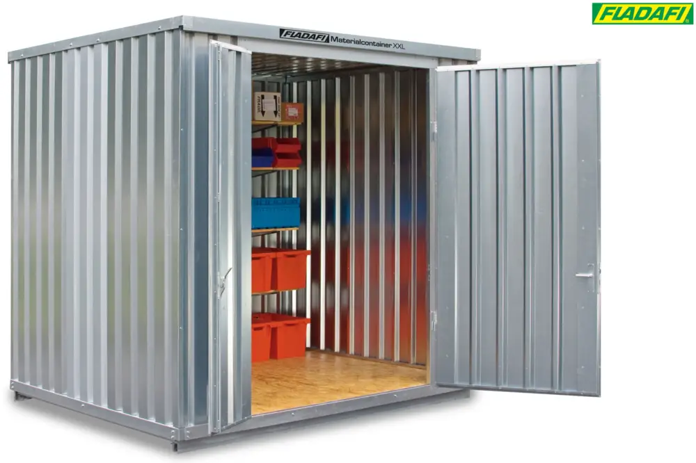 FLADAFI Materialcontainer 3020 x 2540 x 2595 mm mit Holzboden - 2-flügelige Tür auf 3 m Seite Top-Angebot