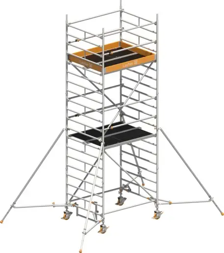 Sonderangebot Fahrgerüst Layher Uni Kompakt P2 hawego 1415024 mit Stützen und Telegeländer - Arbeitshöhe 6,20 m