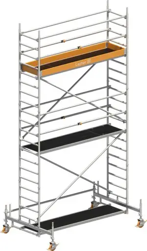 Preisreduziert Fahrgerüst Layher Uni Standard P2 hawego 1411104 mit Telegeländer - Arbeitshöhe 6,35 m