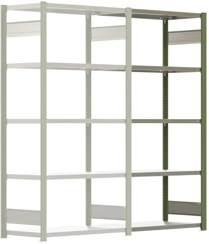 Regalwerk BERT Lagerregal 150 5 Anbaufeld 2000 x 1005 x 500 mm - RAL 6011 Ausverkauf