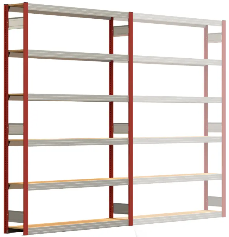 Billig Regalwerk BERT Großfachregal 250 6 Grundfeld 2500 x 1695 x 300 mm - RAL 3000