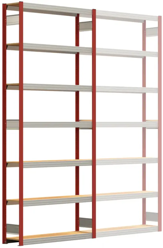 Regalwerk BERT Großfachregal 250 7 Grundfeld 3000 x 1285 x 300 mm - RAL 3000 Geprüft