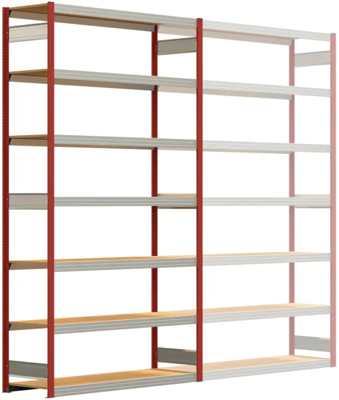 Regalwerk BERT Großfachregal 250 7 Grundfeld 3000 x 1695 x 500 mm - RAL 3000 Direktkauf