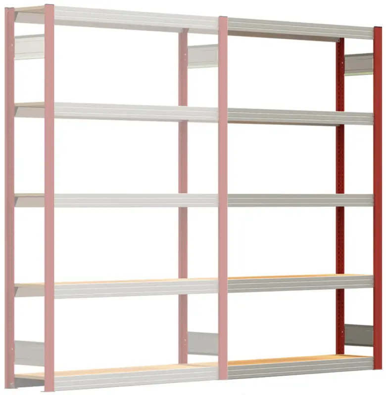 Super-Preis Regalwerk BERT Großfachregal 250 5 Anbaufeld 2000 x 1285 x 300 mm - RAL 3000
