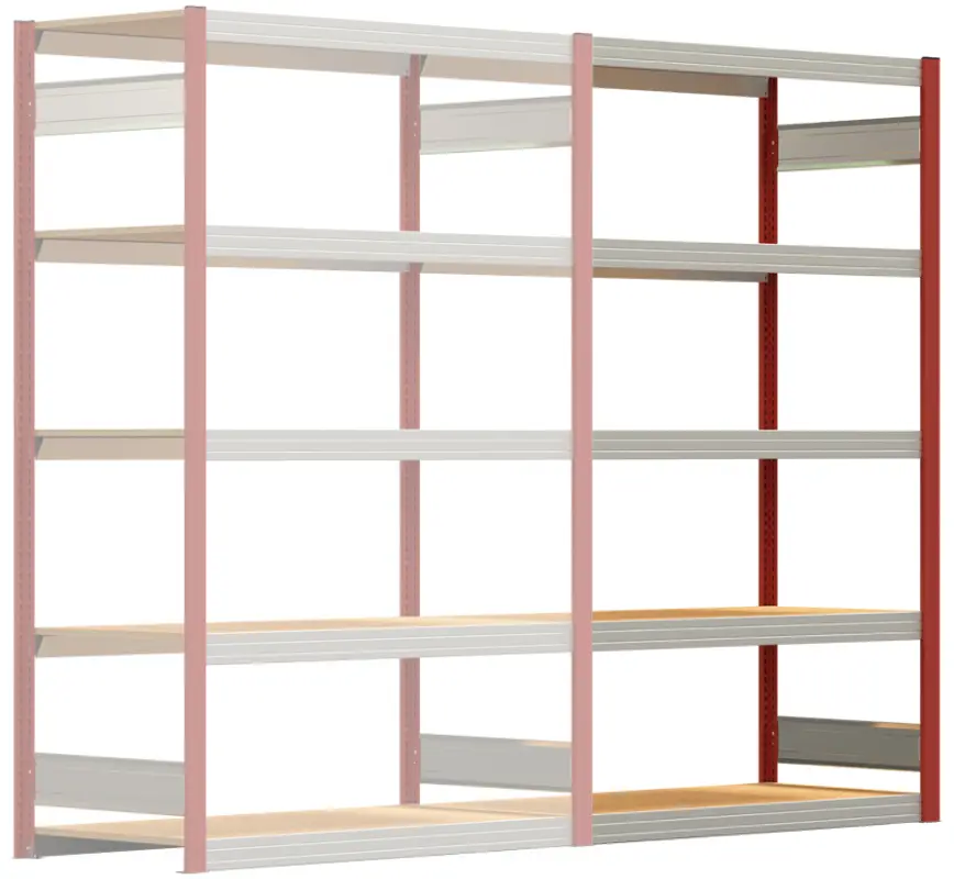 Nur Heute Regalwerk BERT Großfachregal 250 5 Anbaufeld 2000 x 1285 x 600 mm - RAL 3000