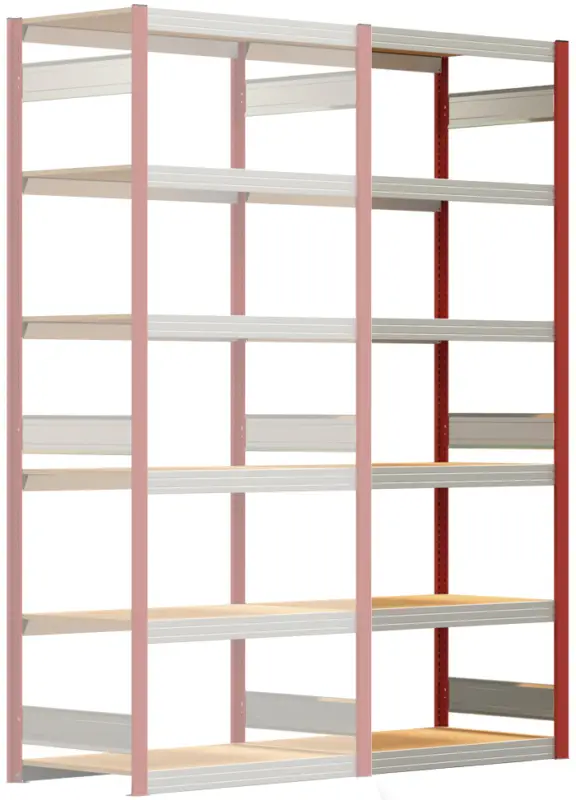 Markenware Regalwerk BERT Großfachregal 250 6 Anbaufeld 2500 x 1005 x 600 mm - RAL 3000
