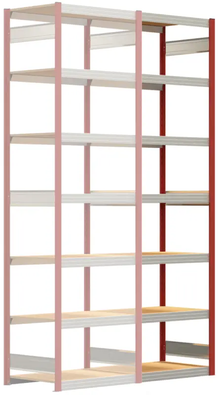 Regalwerk BERT Großfachregal 250 7 Anbaufeld 3000 x 875 x 600 mm - RAL 3000 Nur Für Kurze Zeit