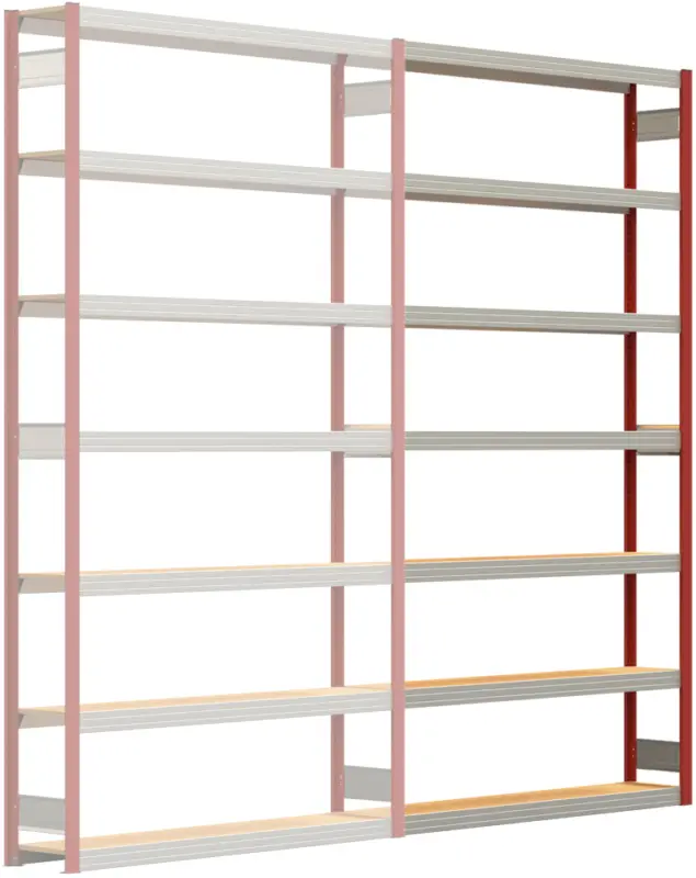 Regalwerk BERT Großfachregal 250 7 Anbaufeld 3000 x 1695 x 300 mm - RAL 3000 Sale