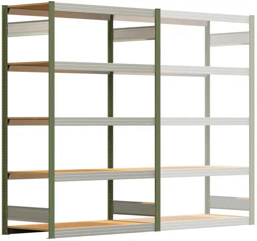 Regalwerk BERT Großfachregal 250 5 Grundfeld 2000 x 1285 x 600 mm - RAL 6011 Sichere Zahlung