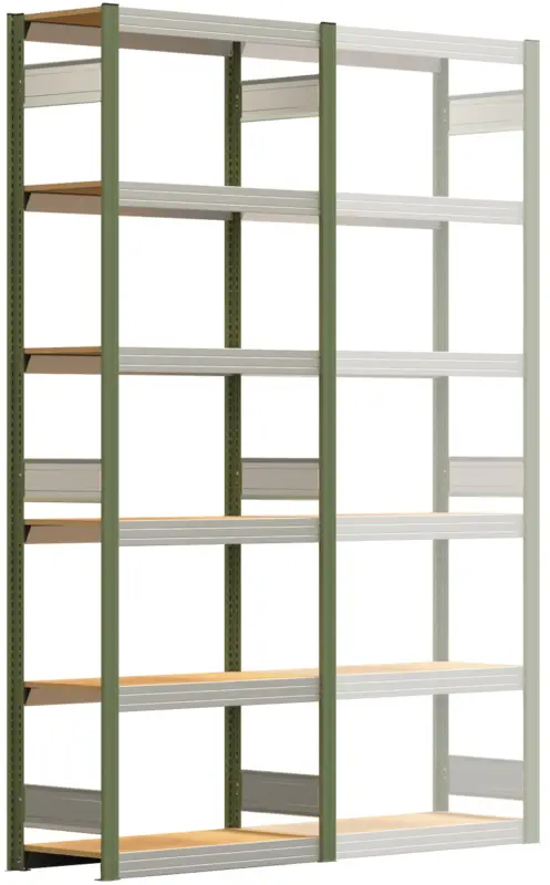 Must-Have Regalwerk BERT Großfachregal 250 6 Grundfeld 2500 x 875 x 400 mm - RAL 6011