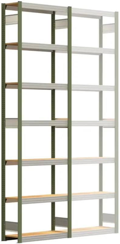 Regalwerk BERT Großfachregal 250 7 Grundfeld 3000 x 875 x 300 mm - RAL 6011 Schnäppchen
