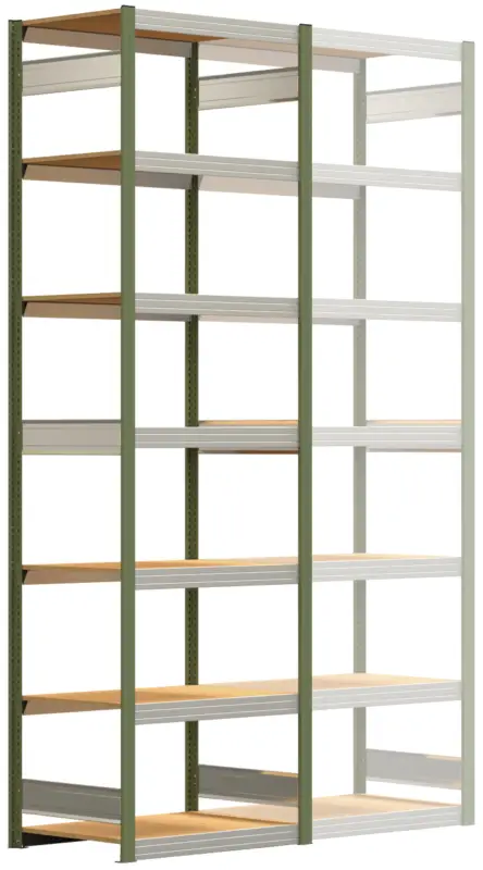 Regalwerk BERT Großfachregal 250 7 Grundfeld 3000 x 875 x 600 mm - RAL 6011 Expressversand