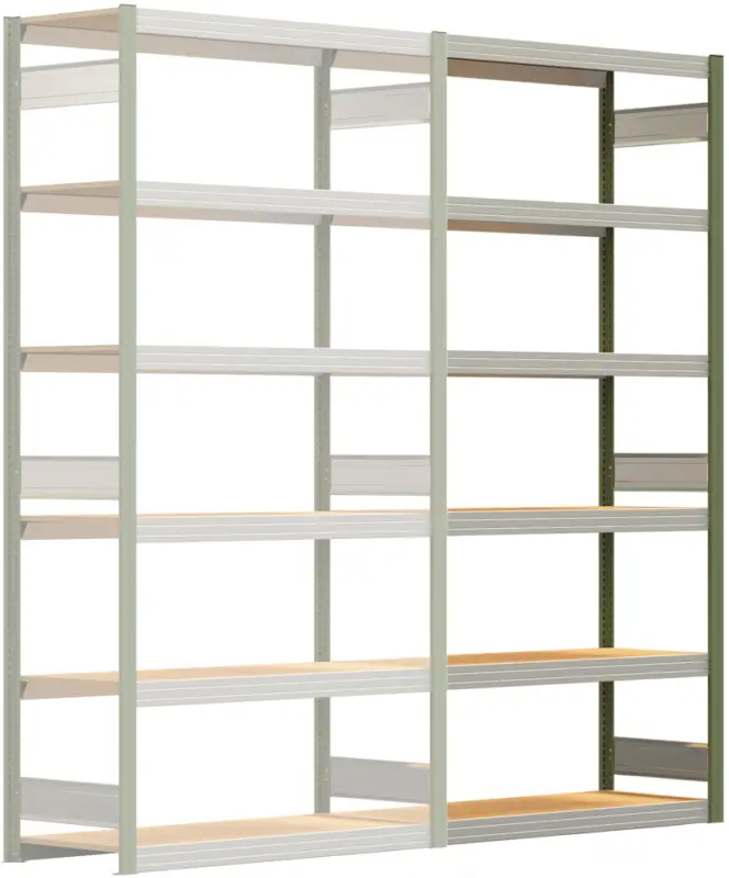 Regalwerk BERT Großfachregal 250 6 Anbaufeld 2500 x 1285 x 500 mm - RAL 6011 Abverkauf