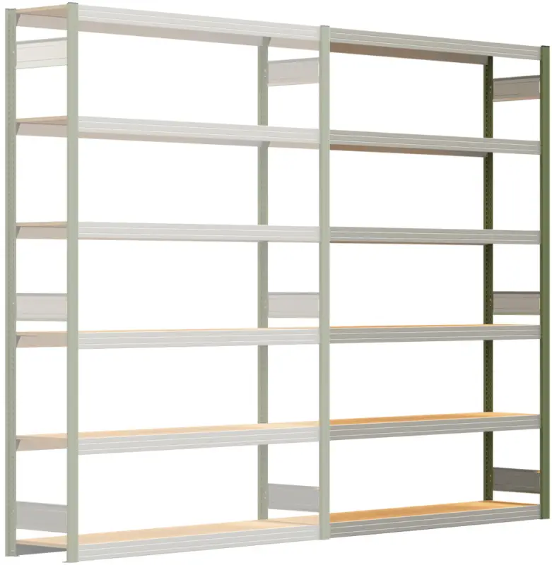Regalwerk BERT Großfachregal 250 6 Anbaufeld 2500 x 1695 x 400 mm - RAL 6011 Neu Im Sortiment