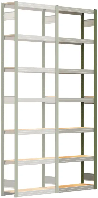 Must-Have Regalwerk BERT Großfachregal 250 7 Anbaufeld 3000 x 875 x 300 mm - RAL 6011