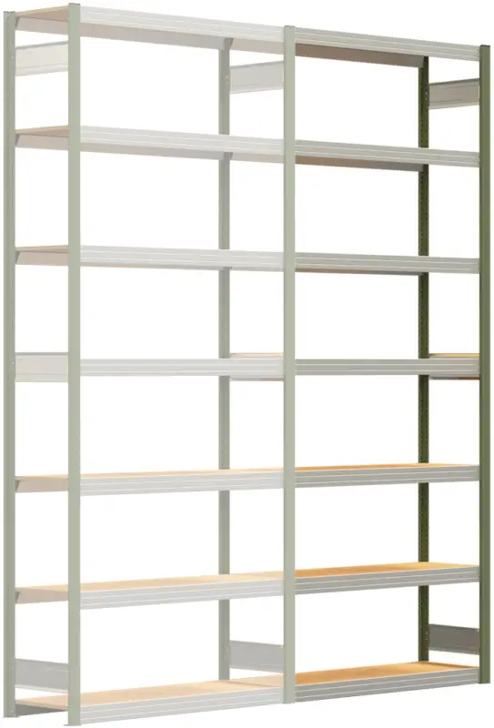 Abverkauf Regalwerk BERT Großfachregal 250 7 Anbaufeld 3000 x 1285 x 400 mm - RAL 6011