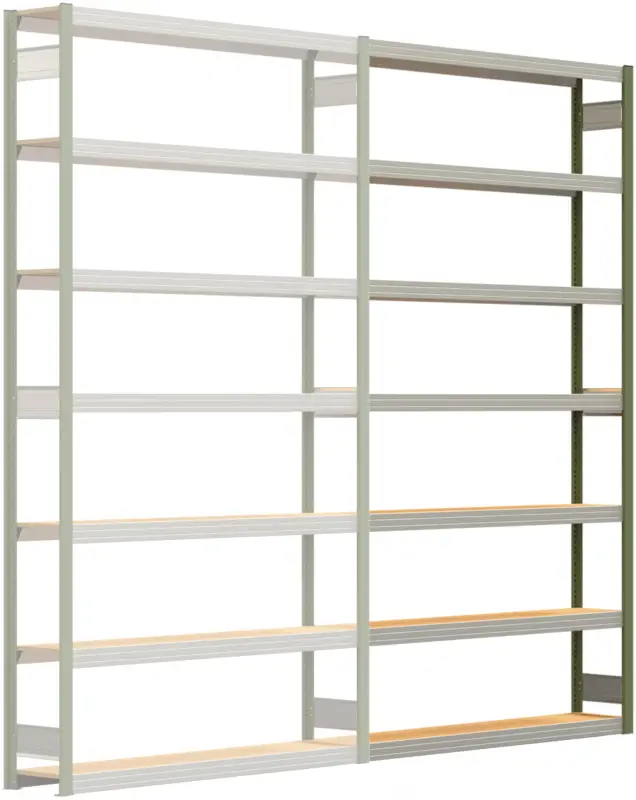 Regalwerk BERT Großfachregal 250 7 Anbaufeld 3000 x 1695 x 300 mm - RAL 6011 Super-Preis