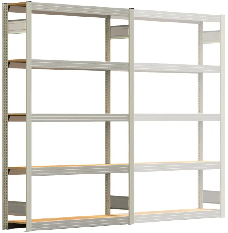 Billig Regalwerk BERT Großfachregal 250 5 Grundfeld 2000 x 1285 x 300 mm - RAL 7035