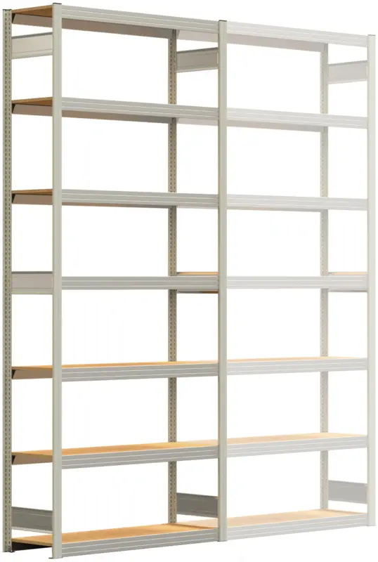 Günstig Regalwerk BERT Großfachregal 250 7 Grundfeld 3000 x 1285 x 400 mm - RAL 7035