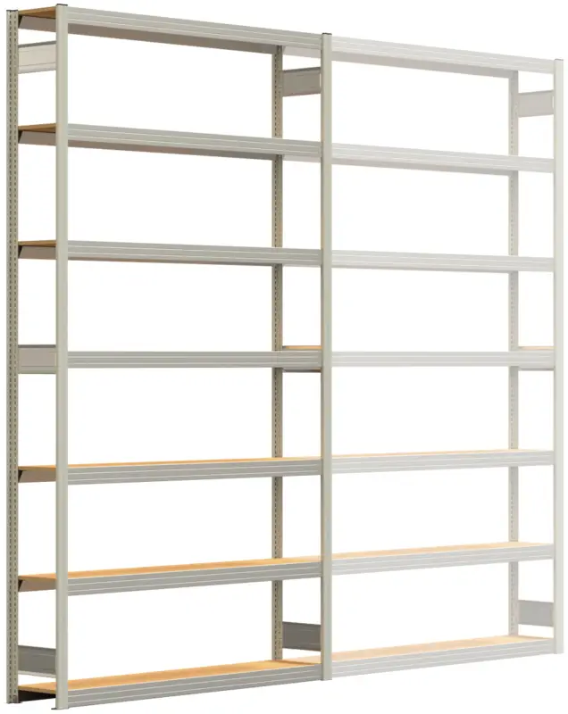 Rabatt Regalwerk BERT Großfachregal 250 7 Grundfeld 3000 x 1695 x 300 mm - RAL 7035