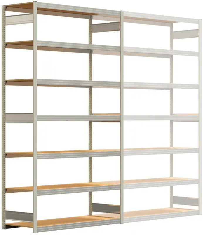 Kracherpreis Regalwerk BERT Großfachregal 250 7 Grundfeld 3000 x 1695 x 600 mm - RAL 7035