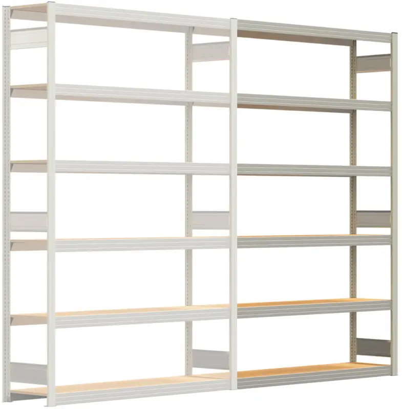 Regalwerk BERT Großfachregal 250 6 Anbaufeld 2500 x 1695 x 400 mm - RAL 7035 Begrenztes Angebot