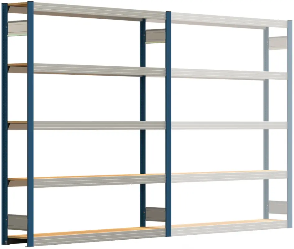 Regalwerk BERT Großfachregal 250 5 Grundfeld 2000 x 1695 x 300 mm - RAL 5010 Preis Gesenkt