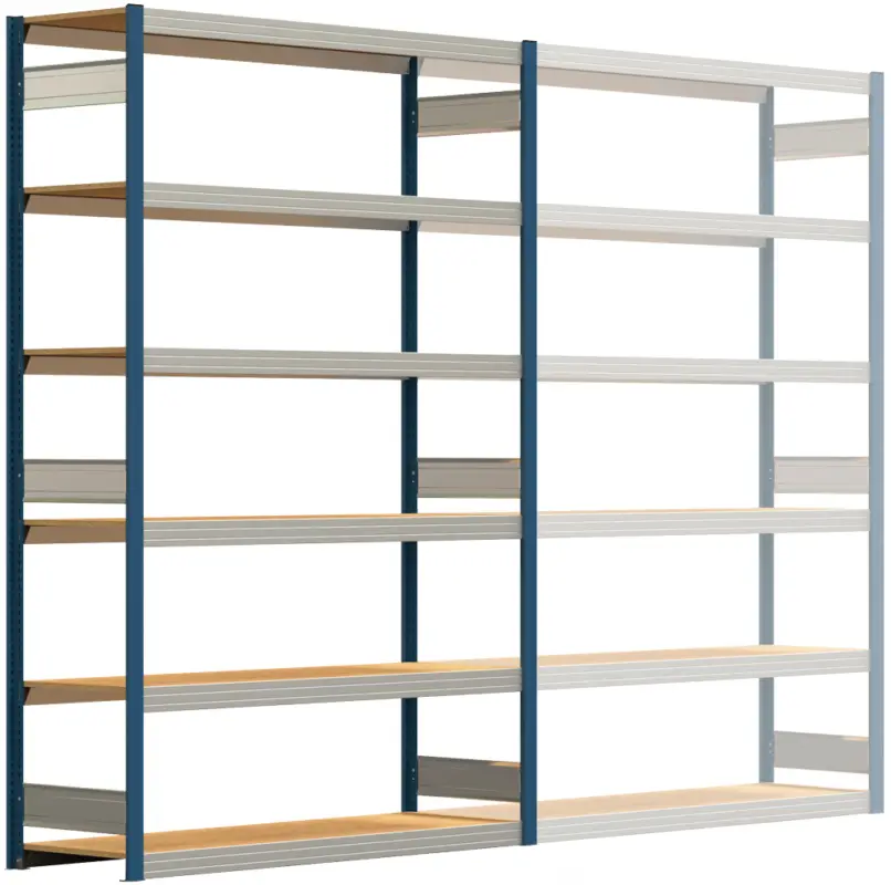 Sale Regalwerk BERT Großfachregal 250 6 Grundfeld 2500 x 1695 x 500 mm - RAL 5010