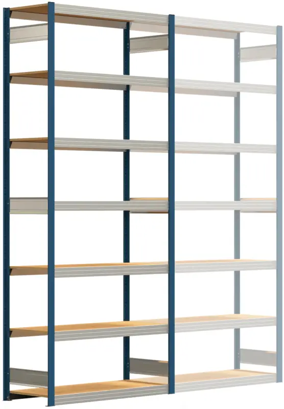 Regalwerk BERT Großfachregal 250 7 Grundfeld 3000 x 1285 x 500 mm - RAL 5010 Nur Heute