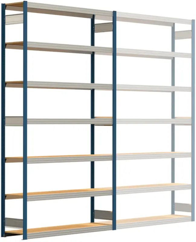 Markenprodukt Regalwerk BERT Großfachregal 250 7 Grundfeld 3000 x 1695 x 400 mm - RAL 5010