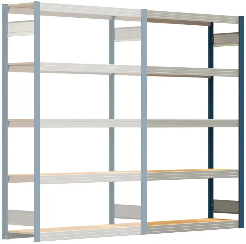 Regalwerk BERT Großfachregal 250 5 Anbaufeld 2000 x 1285 x 400 mm - RAL 5010 Top-Seller