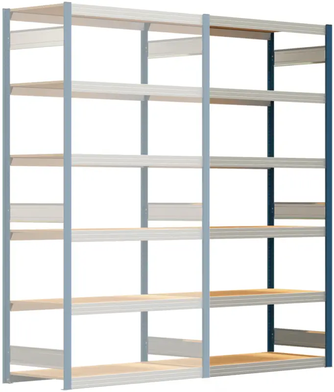 Regalwerk BERT Großfachregal 250 6 Anbaufeld 2500 x 1285 x 600 mm - RAL 5010 Neu Im Sortiment
