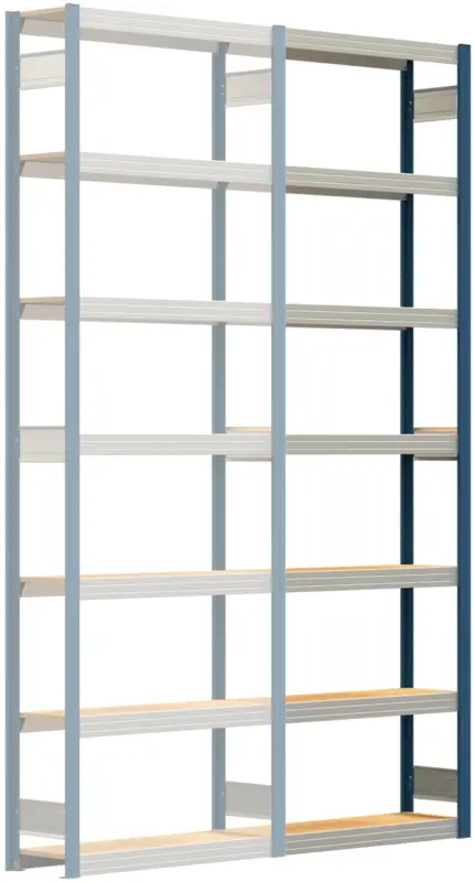 Regalwerk BERT Großfachregal 250 7 Anbaufeld 3000 x 1005 x 300 mm - RAL 5010 Finale Aktion