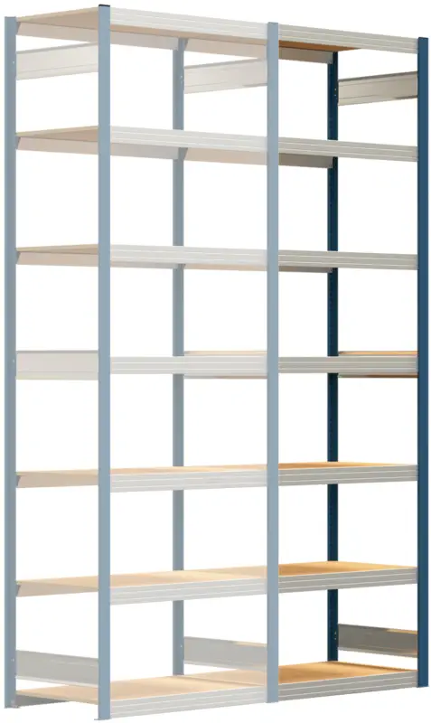 Markenware Regalwerk BERT Großfachregal 250 7 Anbaufeld 3000 x 1005 x 600 mm - RAL 5010