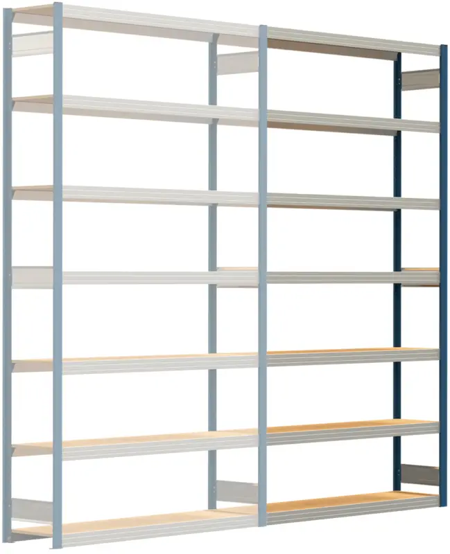 Geprüft Regalwerk BERT Großfachregal 250 7 Anbaufeld 3000 x 1695 x 400 mm - RAL 5010