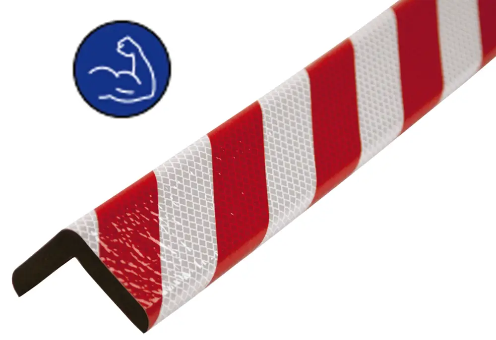 Knuffi Eckschutzprofil Typ H+ 60 x 60 mm rot weiß PU - 1,00 m reflective Extra Strong Geprüft